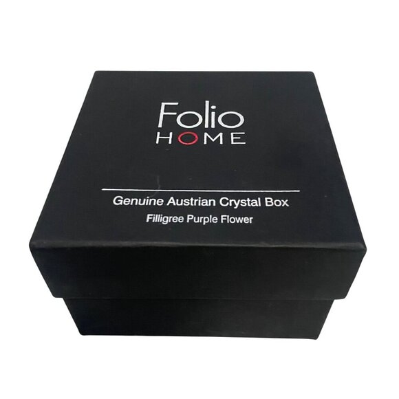 Folio Home Genuine Austrian Crystal Filligree Purple Flower Box NWT - Picture 2 of 13
